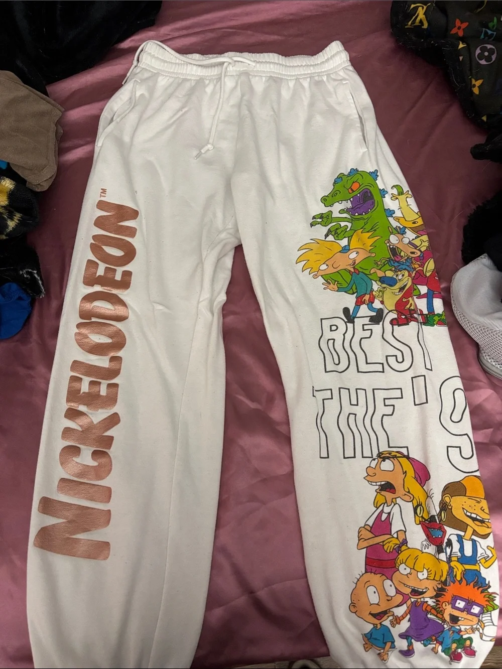Nickelodeon White Sweatpants with Colorful Rugrats Graphics - Picture 1 of 4